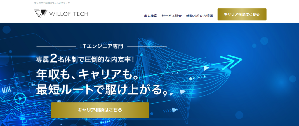 WILLOF TECH CAREER 公式サイトのキャプチャ画像