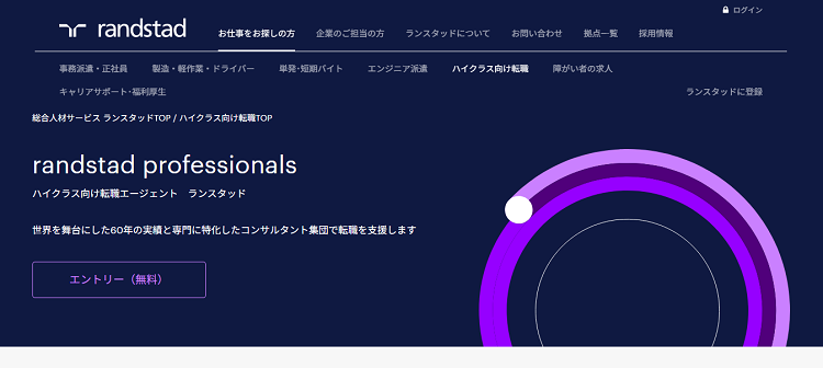 ランスタッド公式サイトのキャプチャ画像